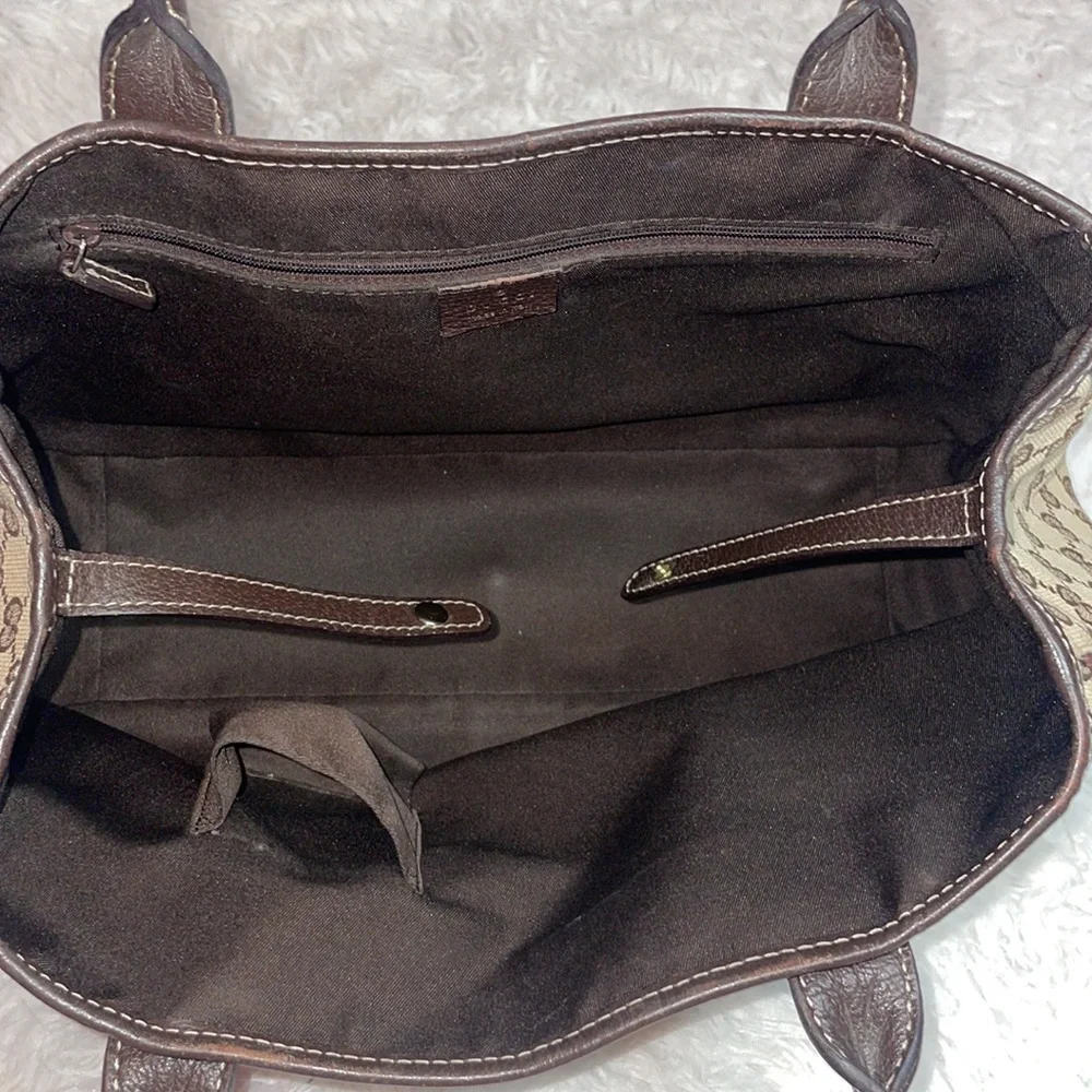 Gucci Princy Canvas & Leather Guccissima Monogram Medium Shoulder Tote Bag Brown - Picture 14 of 17